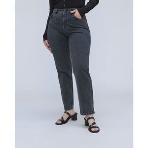 Everlane Women's The Curvy 90's Cheeky Straight Leg Jeans Washed Black Size 23